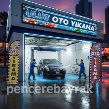 75x300 cm Oto Yıkama Yelken Bayrak - Hazır Tasarım