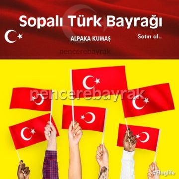 30x45 cm Alpaka Kumaş | Sopalı Türk Bayrağı ( 1000 Adet )