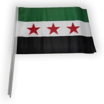 100 Adet Plastik Sopalı Özgür Suriye Bayrağı - 40x60 cm