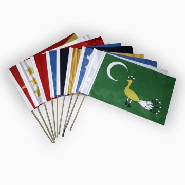 16 Büyük Türk Devleti Sopalı Bayrak Seti (30x45 cm)