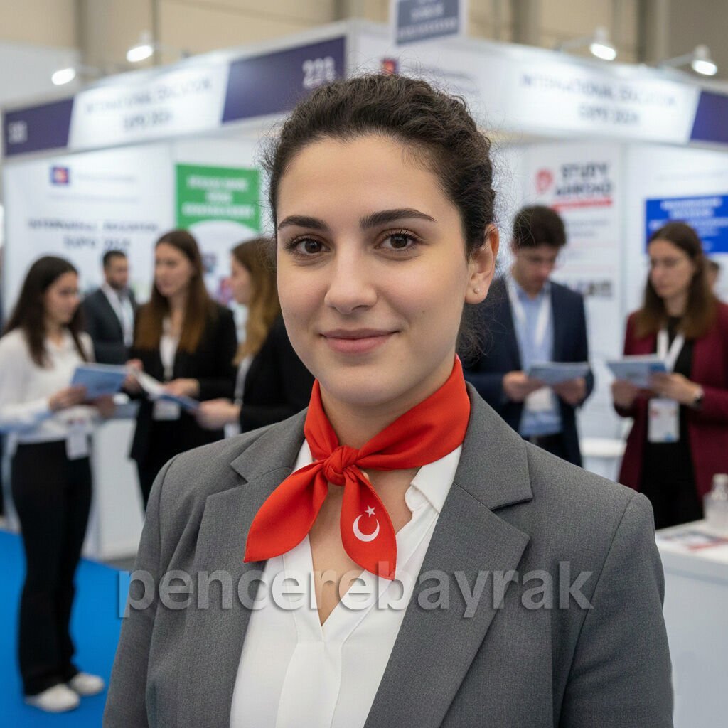 Türk Bayraklı, Ay Yıldızlı Bayan Fular (50x50 cm)