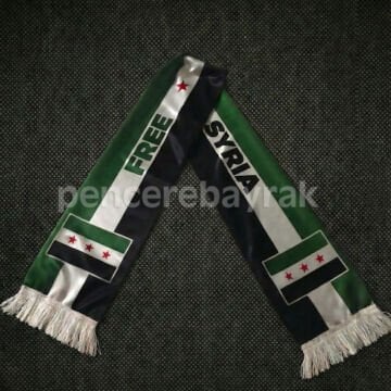 Free Syria – Özgür Suriye Bayraklı 100 Adet Saten Atkı