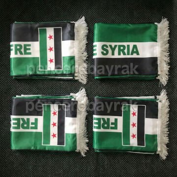 Free Syria – Özgür Suriye Bayraklı 100 Adet Saten Atkı