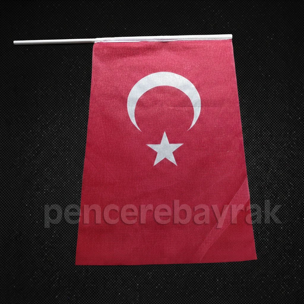 50x70 cm Plastik Sopalı Miting Türk Bayrağı – Raşel Kumaş (Ekonomik)
