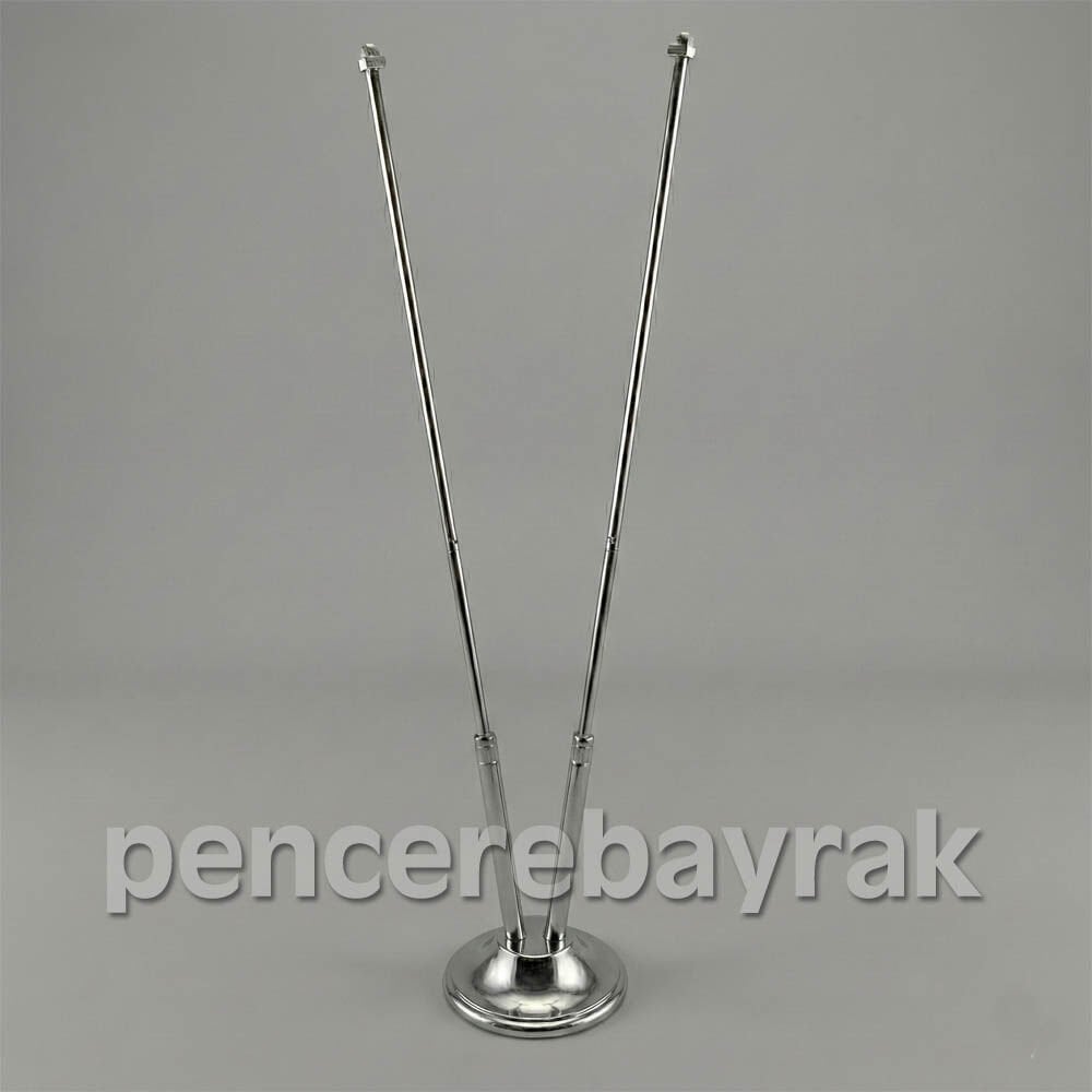İkili (2’li) Masa Bayrak Direği – Krom Gümüş Kaplama