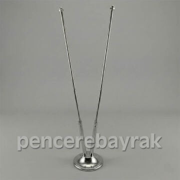 İkili (2’li) Masa Bayrak Direği – Krom Gümüş Kaplama