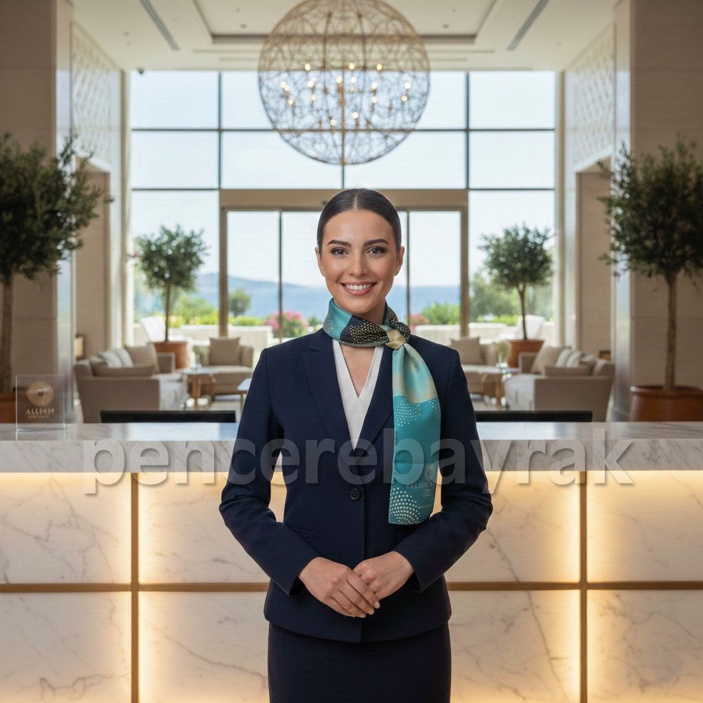 Allium Bodrum Resort & Spa Karşılama Ekibine Özel Üretim Fular – Örnek Çalışma (30x140 cm)