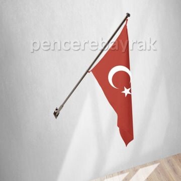 Duvar Tipi Teleskopik Bayrak Direği 120 cm Krom Kaplama(Kopya)