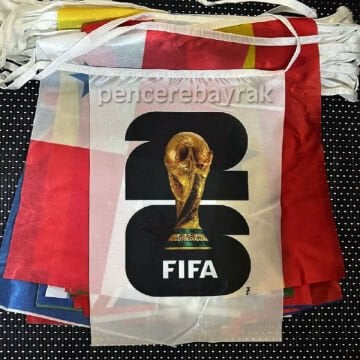 FİFA 2026  (İpe Dizili Süsleme Bayrakları)  27X40 CM 25 Metre