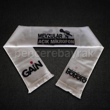 GAİN Açık Mikrofon Özel Tasarım Saten – Medya ve Organizasyon Atkısı