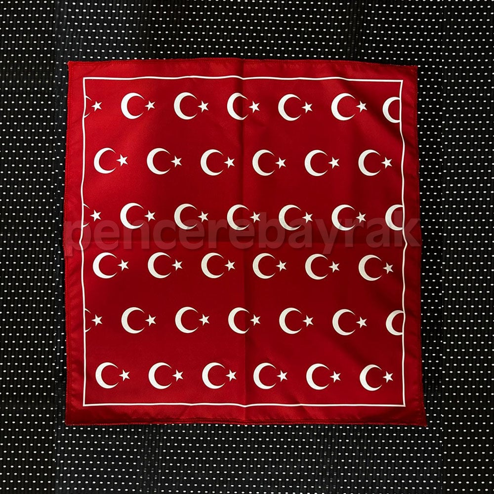 Ay Yıldızlı Türk Bayrağı Desenli Fular Bandana 50x50 cm