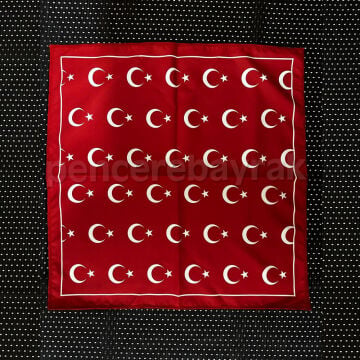 Ay Yıldızlı Türk Bayrağı Desenli Fular Bandana 50x50 cm