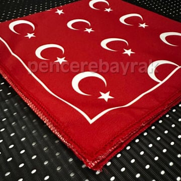 Ay Yıldızlı Türk Bayrağı Desenli Fular Bandana 50x50 cm
