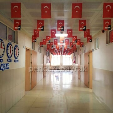 İpe Dizili Atatürk ve Türk Bayrağı Süsleme (25 Metre)