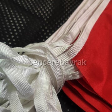 ☪Türk Bayrağı Baskılı İpe Dizili Dikdörtgen Flama Bayrak (25 Metre)