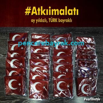 Saten Türk Bayraklı Atkı | Ay Yıldızlı Özel Tasarım Atkı
