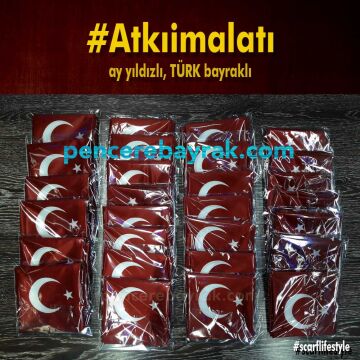 Saten Türk Bayraklı Atkı | Ay Yıldızlı Özel Tasarım Atkı