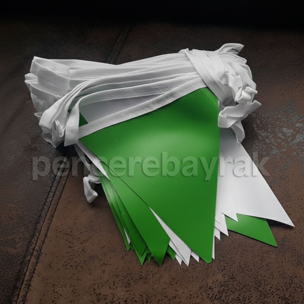 Baskısız Üçgen Bayrak | Yeşil Beyaz