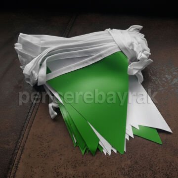 Baskısız Üçgen Bayrak | Yeşil Beyaz