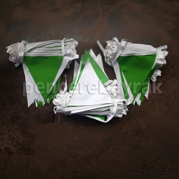 Baskısız Üçgen Bayrak | Yeşil Beyaz