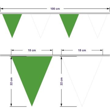Baskısız Üçgen Bayrak | Yeşil Beyaz