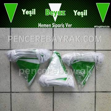 Baskısız Üçgen Bayrak | Yeşil Beyaz
