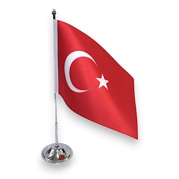 Masa Bayrağı - Tekli Direkli Türk Bayrağı 15x22,5 cm