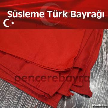 İpe Dizili Süsleme ( Türk Bayrağı ) Kaliteli Alpaka Kumaş 20x30
