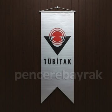 TÜBİTAK Logolu Kırlangıç Saten Bayrak – 50x150 cm