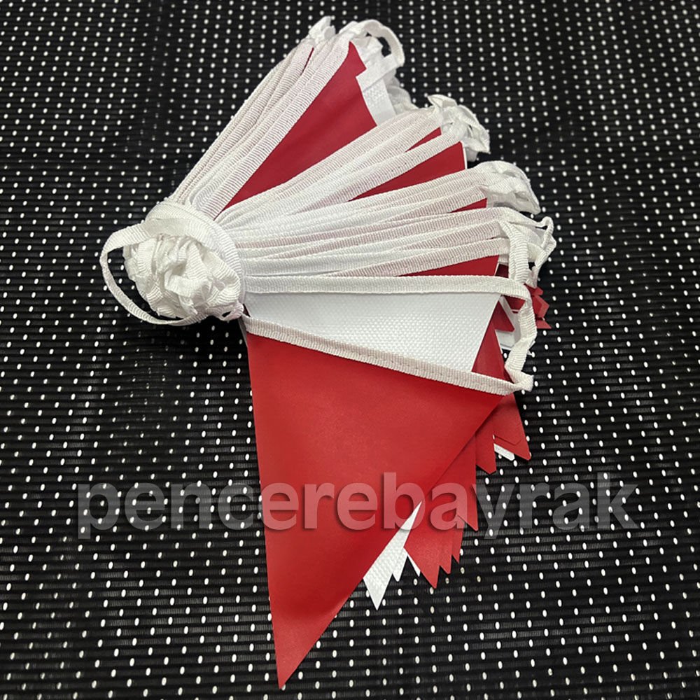 Baskısız Üçgen Bayrak | Kırmızı Beyaz