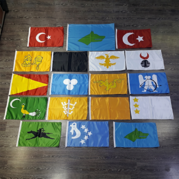 16 Eski Türk Devleti Bayrakları Seti | 50x75 cm (Özel Kumaş ve Yüksek Kalite Baskı)