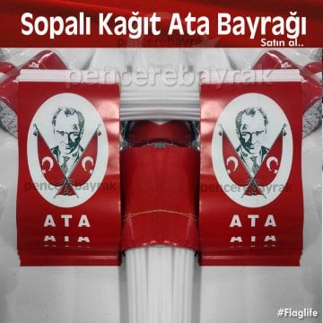 Saplı Kağıt Atatürk Bayrağı (12x20 cm) – 80 Adet 1 Paket