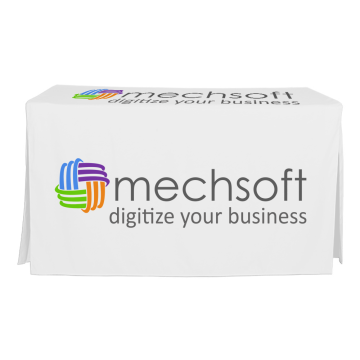 Mechsoft Logolu – Fuar İçin Özel Tasarım Masa Örtüsü (Örnek Çalışma)