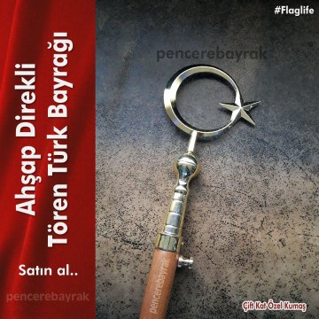 Tören Bayrak Direği Ahşap | Özel Kumaş Çift Kat Püsküllü Bayrak