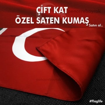Türk Bayrağı | 30x45 cm | Özel Saten Kumaş Çift Kat