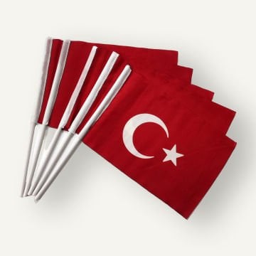 Sopalı Türk Bayrağı | 20x30 cm | Alpaka Kumaş