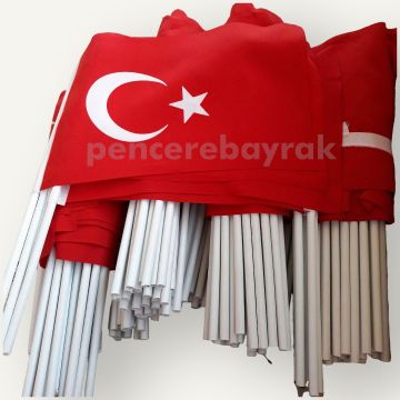 Sopalı Türk Bayrağı | 20x30 cm | Alpaka Kumaş