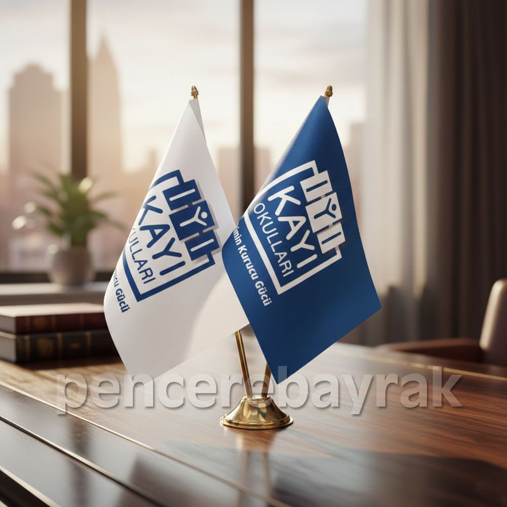 Kayı Okulları’na Özel Çift Direkli Masa Bayrağı Uygulamamız