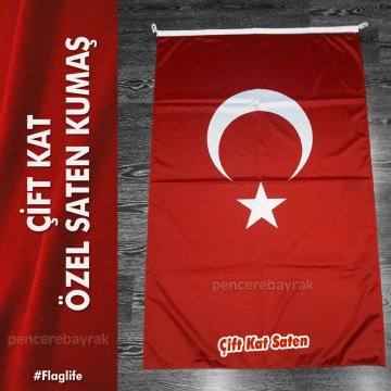 Yüksek Kaliteli Çift Kat Saten Kumaş Türk Bayrağı – 100x150 cm