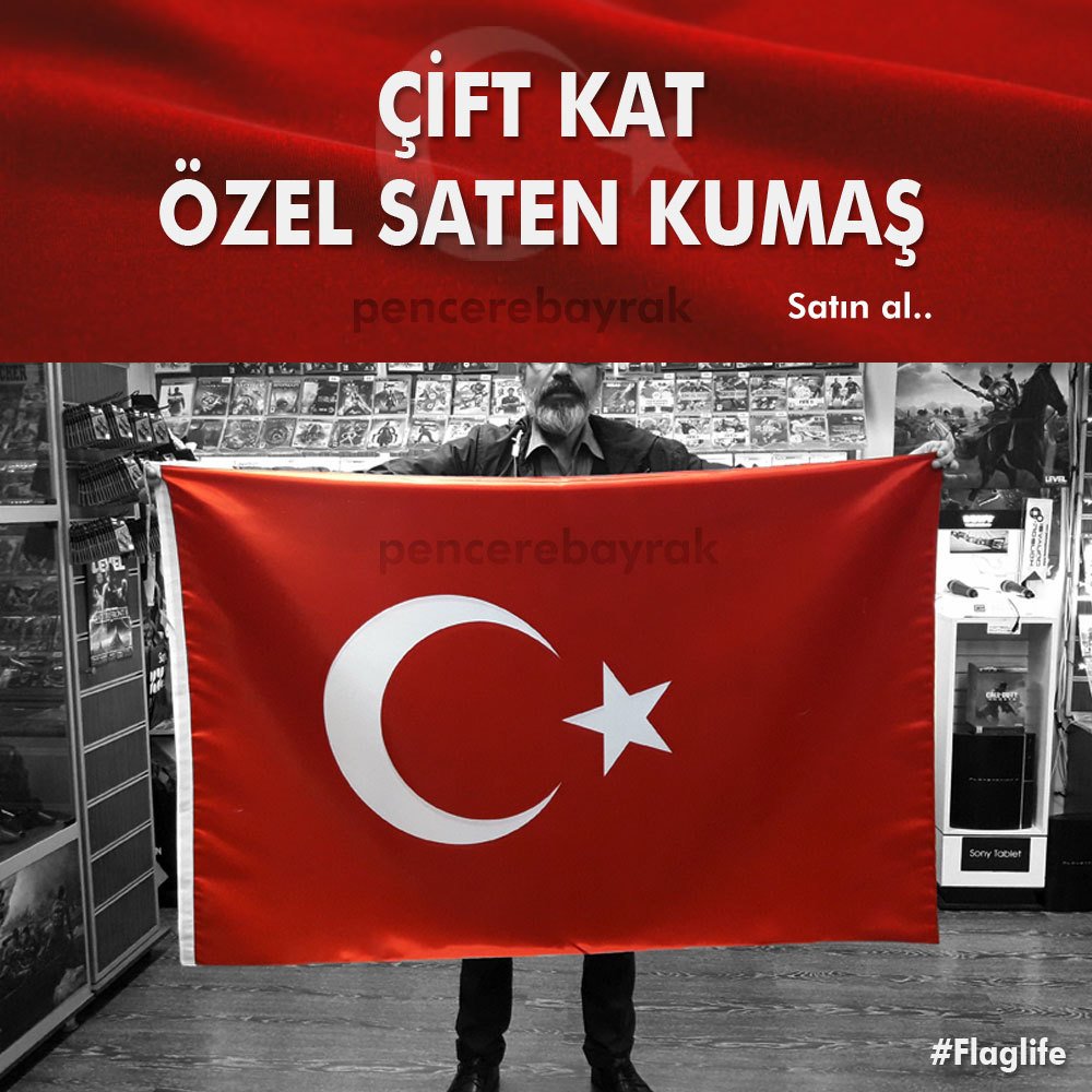 Yüksek Kaliteli Çift Kat Saten Kumaş Türk Bayrağı – 100x150 cm