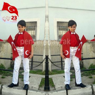 30x45 cm Alpaka Kumaş | Sopalı Türk Bayrağı