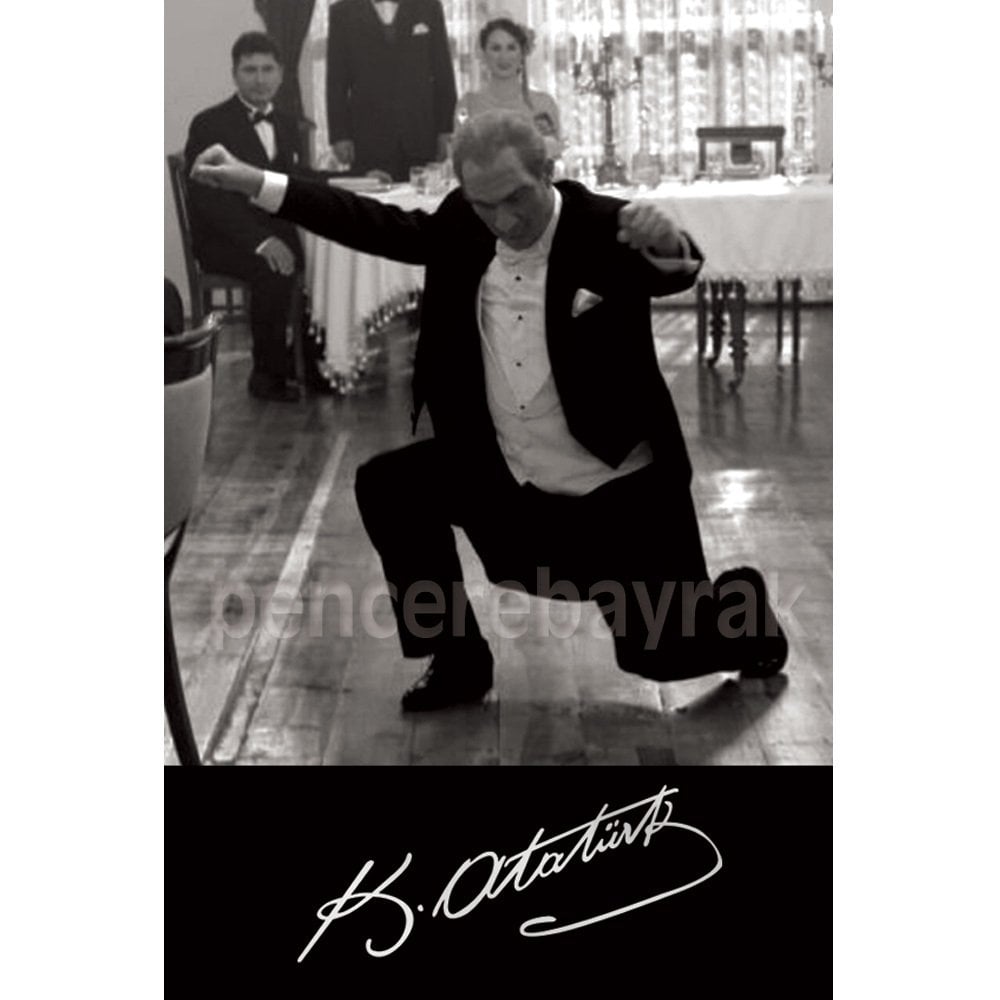 100x150 Atatürk Sarı Zeybek Bayrağı | Ekonomik Raşel Kumaşa Baskılı