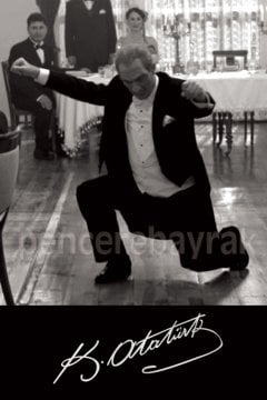 100x150 Atatürk Sarı Zeybek Bayrağı | Ekonomik Raşel Kumaşa Baskılı