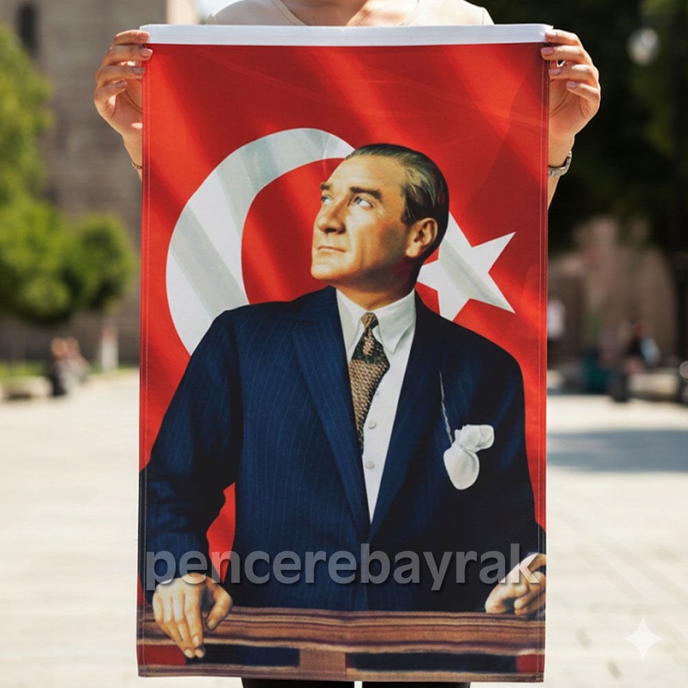 70x105 cm Atatürk Bayrağı Raşel Kumaşa Baskılı ATA:01