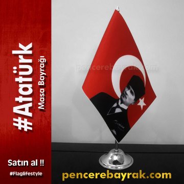 Atatürk Masa Bayrağı – Tek Direkli, 15x22,5 cm | ATA 02