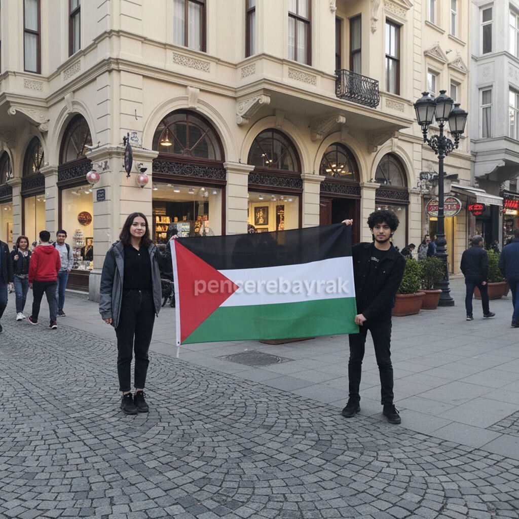 Filistin Bayrağı 100X150 cm Raşel Kumaşa Baskılı