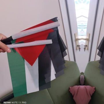 10 adet Filistin Bayrağı 20x30 Cm Raşel Kumaşa Baskılı Plastik Sopalı Elde Sallama Bayrak