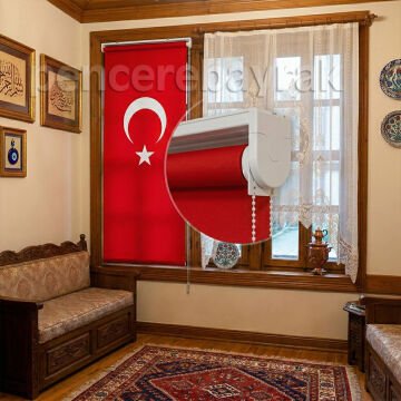 Türk Bayrağı Stor Perde - 73x200 cm | Kaliteli & Estetik | Pencere Bayrak