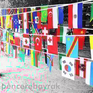 İpe Dizili | Ülke Bayrakları | Ekonomik Kumaş |  20x30 cm