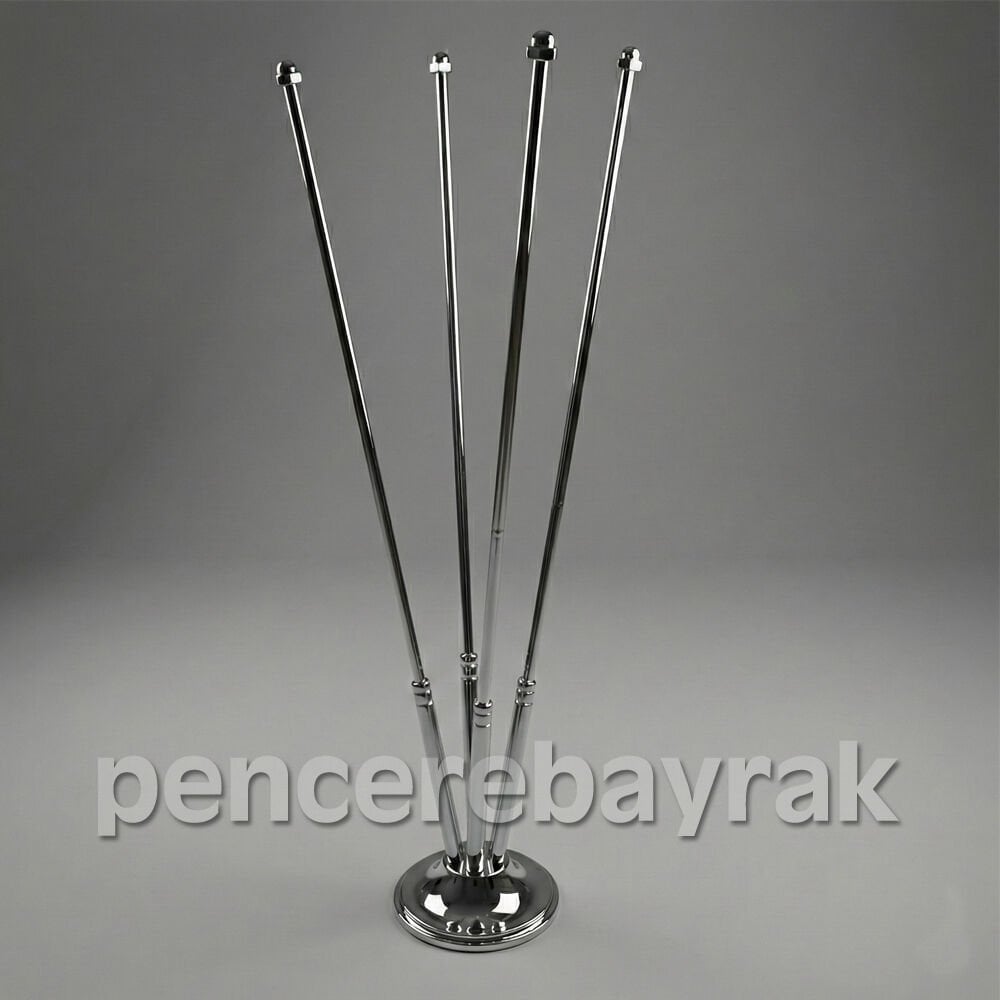 Dörtlü (4’lü) Masa Bayrak Direği – Krom Gümüş Kaplama